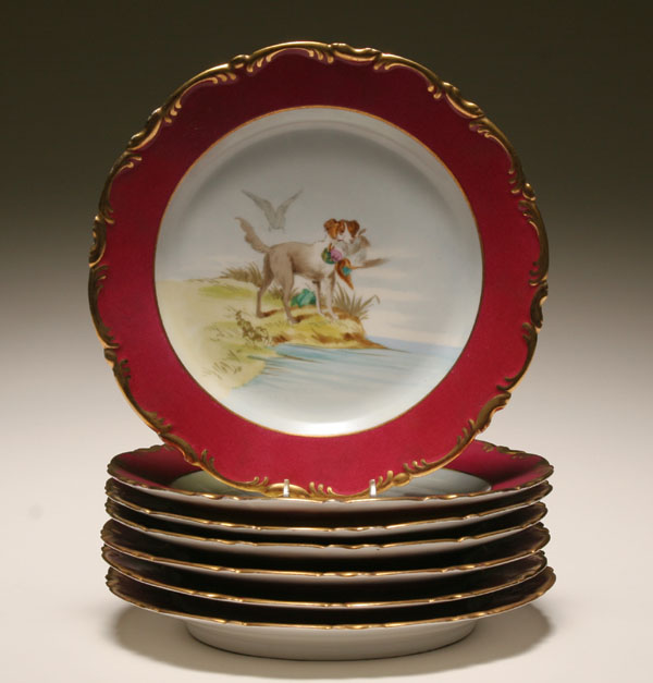 Seven Pirkenhammer porcelain game plates;