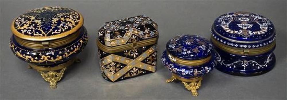 FOUR GILT AND ENAMEL DECORATED