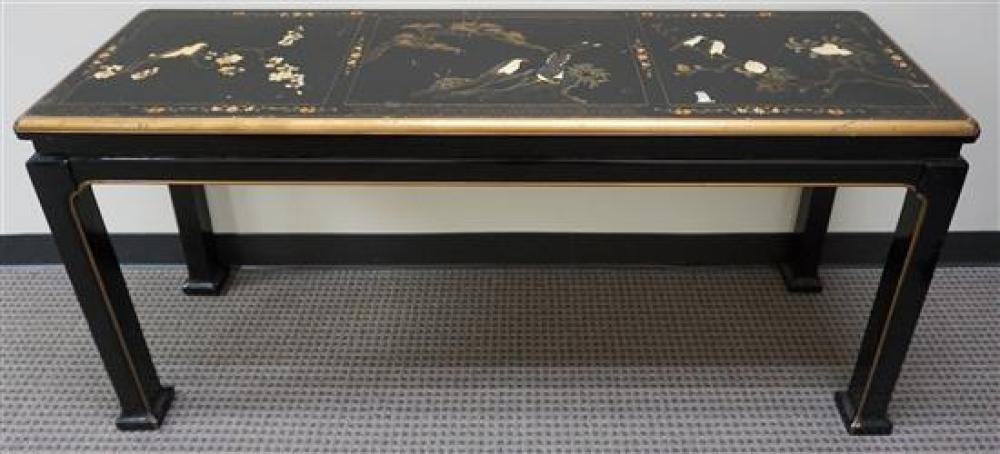 CHINESE BLACK LACQUER SOFA TABLE,