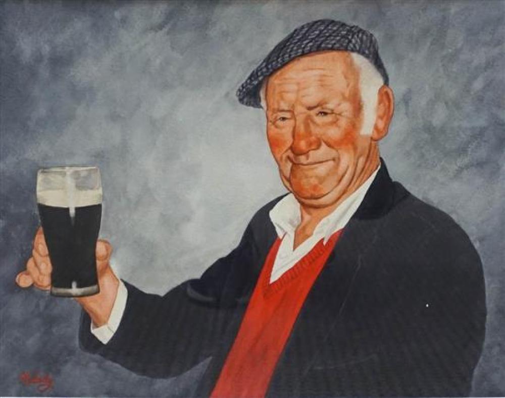 MALADY, MAN HOLDING PINT OF BEER,