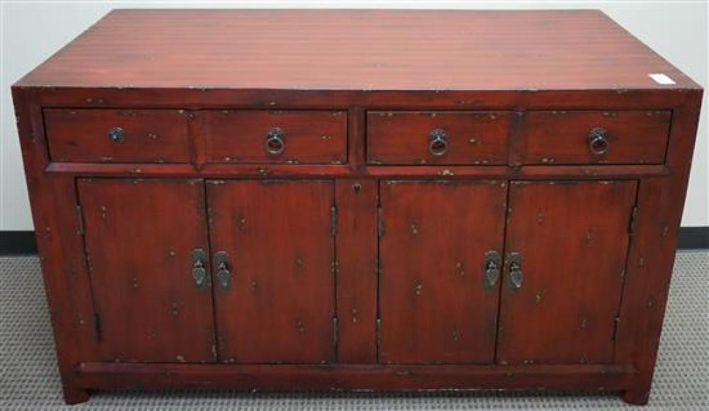 CHINESE RED LACQUER WOOD SIDE CABINET  3217d4