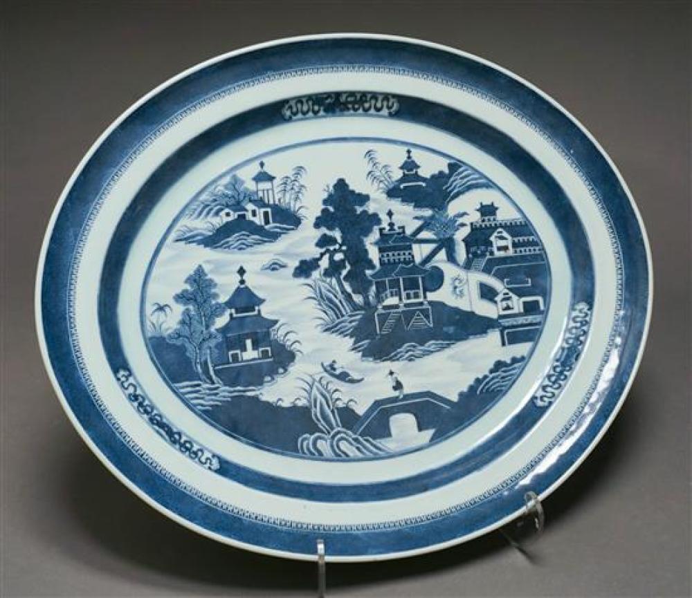 CHINESE CANTON BLUE AND WHITE OVAL 3217df