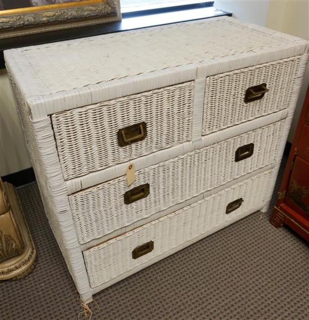 MODERN WHITE PAINTED WICKER CHEST 3217ef