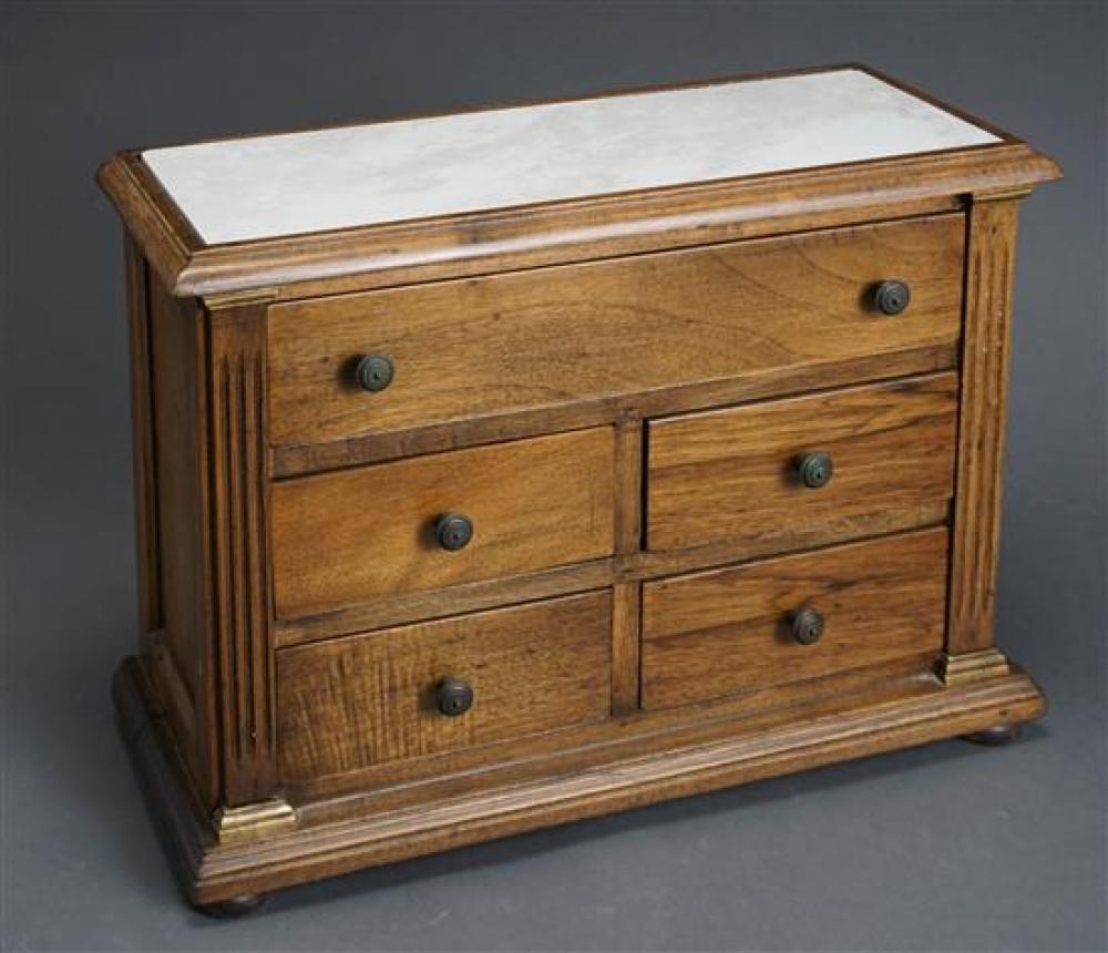 WALNUT MARBLE TOP DIMINUTIVE CHEST 3217f4