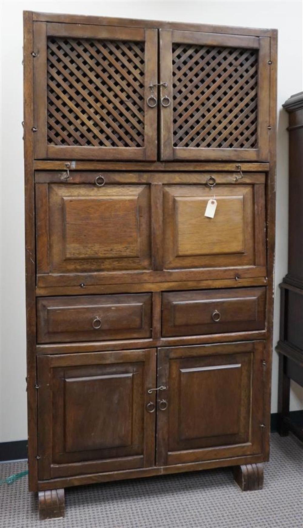 CHINESE STAINED WOOD SIDE CABINET,