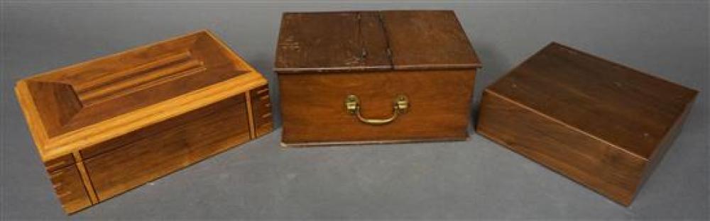 TWO WALNUT HUMIDORS AND WOOD BOXTwo