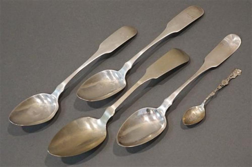 FOUR AMERICAN COIN SILVER SPOONS,