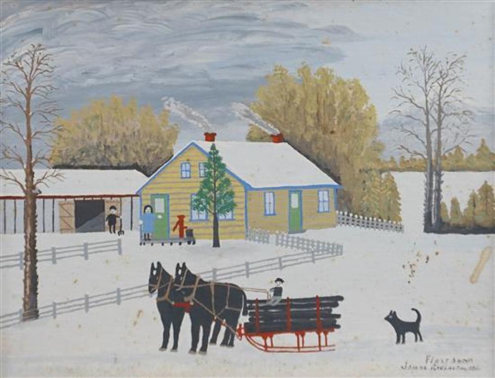 JONAS ROBINSON, FIRST SNOW, OIL ON BOARD,