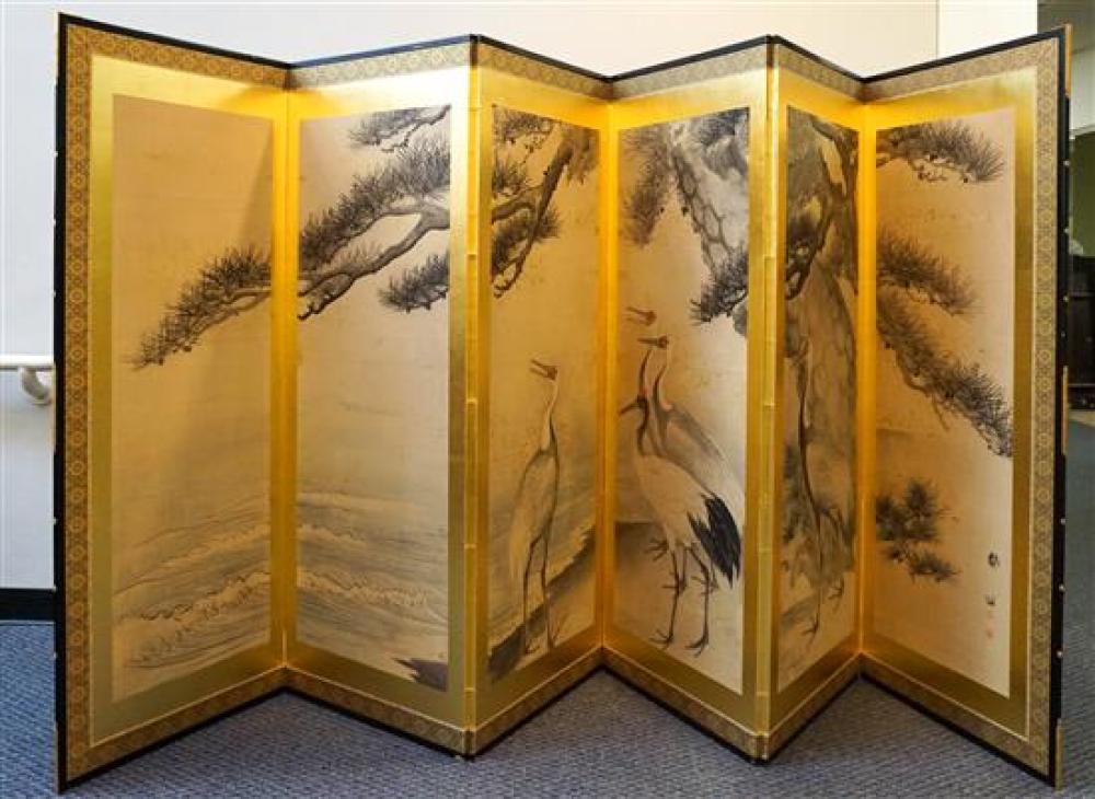 JAPANESE SIX FOLD PAPER FLOOR SCREEN  3218e8