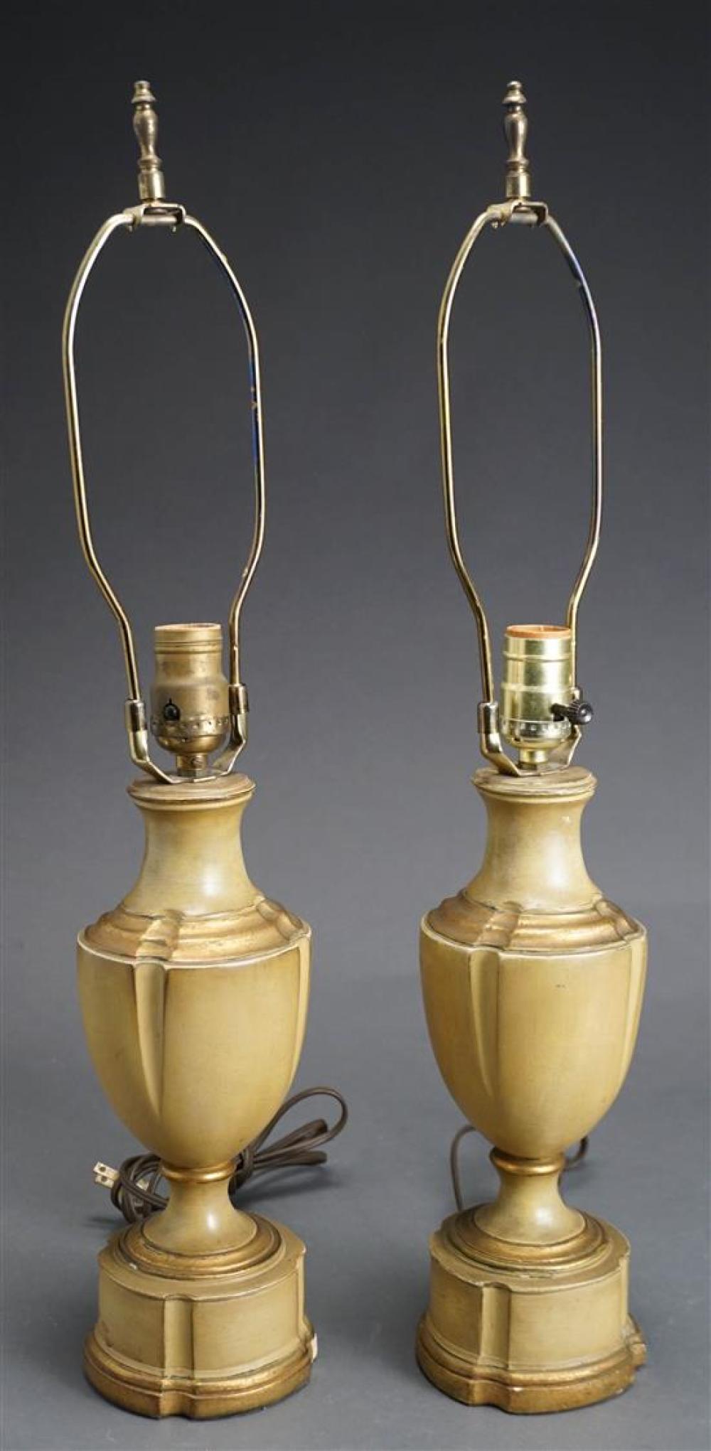 PAIR PAINTED PLASTER URN FORM LAMPS  3218ff