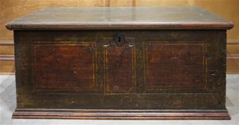 STAINED PINE BLANKET CHEST, 19TH