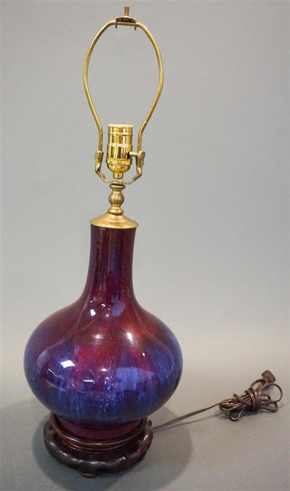 CHINESE FLAMBE GLAZED TABLE LAMP,