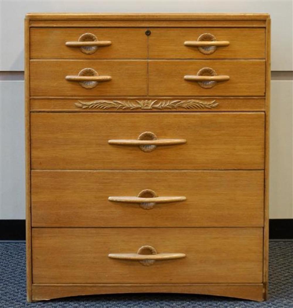 BLEACHED OAK CHEST OF DRAWERS,