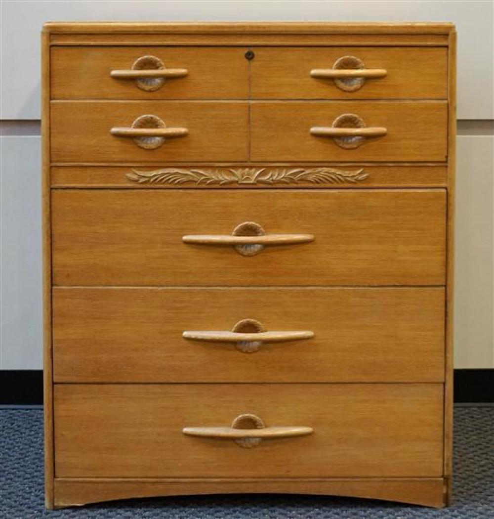 BLEACHED OAK CHEST OF DRAWERS, HEIGHT: