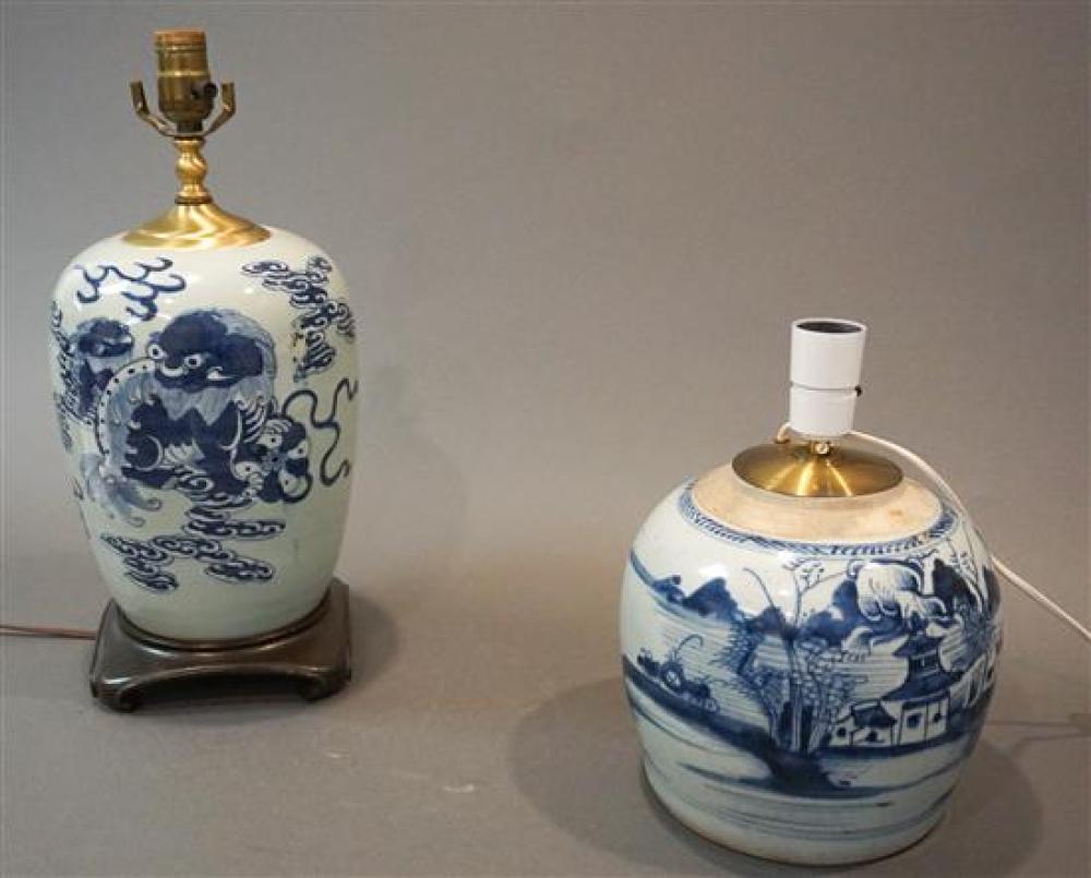 TWO CHINESE BLUE AND WHITE JARS