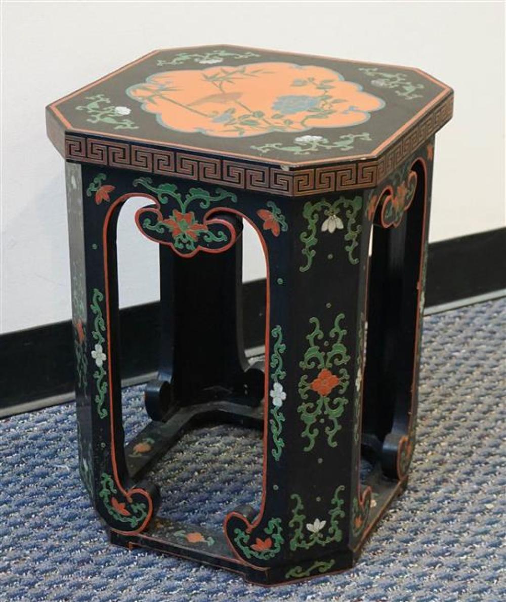 CHINESE POLYCHROME DECORATED BLACK