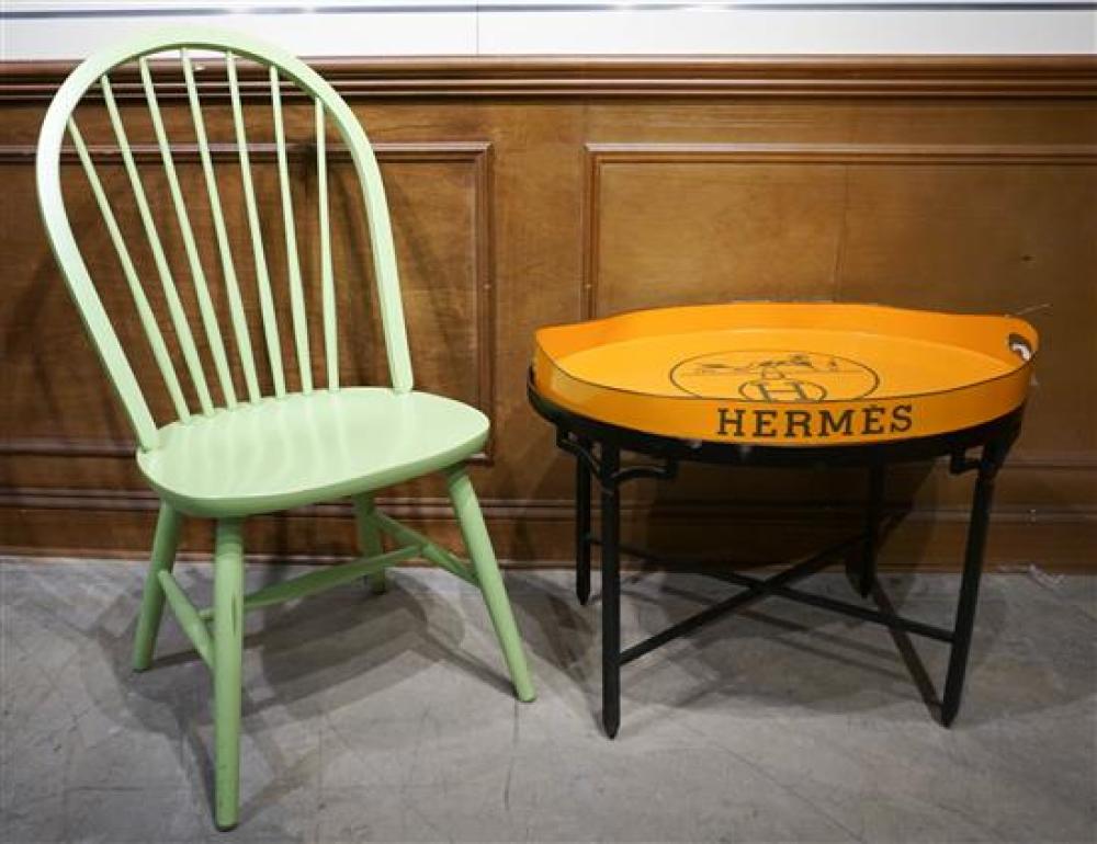 BLACK PAINTED IRON BASE FAUX HERMES