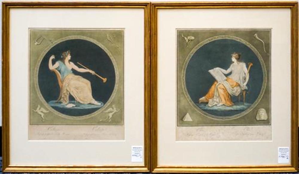 TWO COLOR ENGRAVINGS, 'CLIO' AND