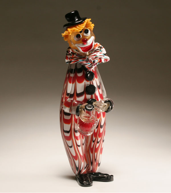 Large Murano art glass clown. 24"H.