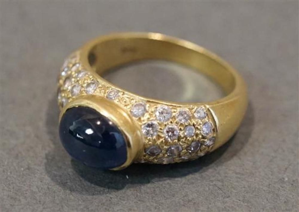 18-KARAT YELLOW-GOLD CABOCHON BLUE