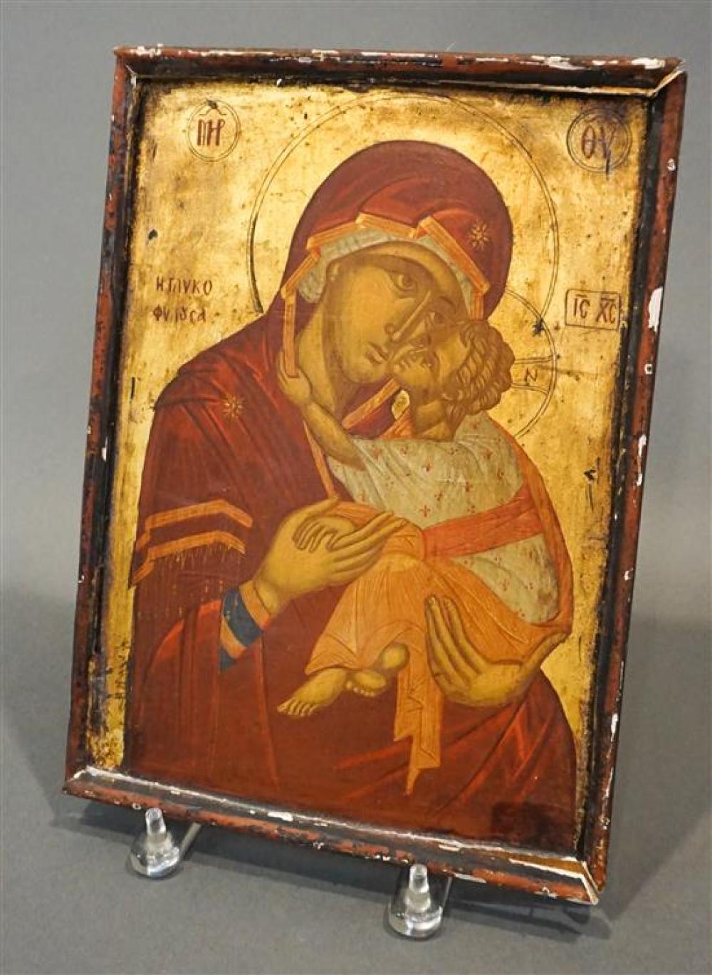 GREEK ICON OF MADONNA AND CHILD,