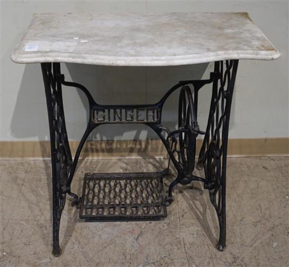 SINGER WROUGHT IRON BASE MARBLE 321a97