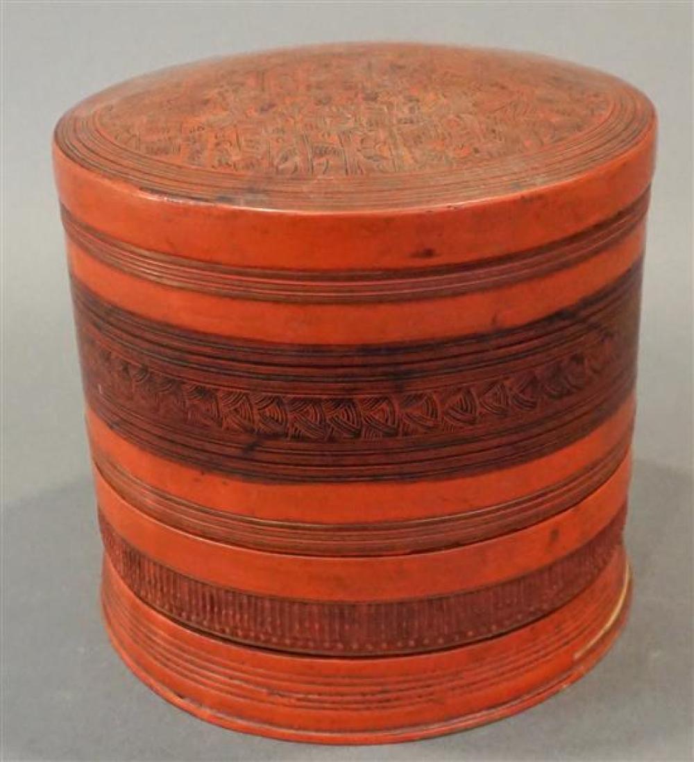 THAI RED AND BLACK LACQUER ROUND 321a98