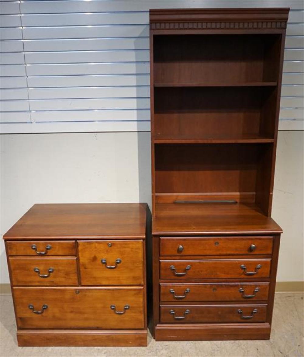 TWO FRUITWOOD FILING CABINETS ONE 321abc