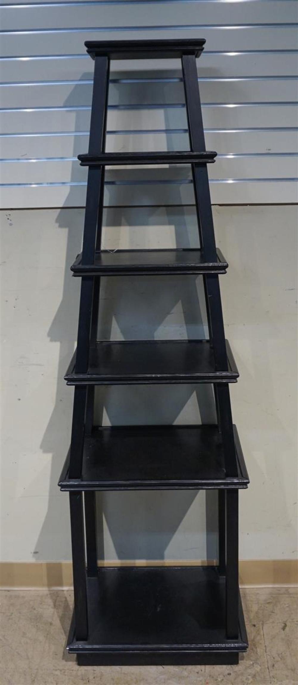 FRUITWOOD EBONIZED ETAGERE, HEIGHT: