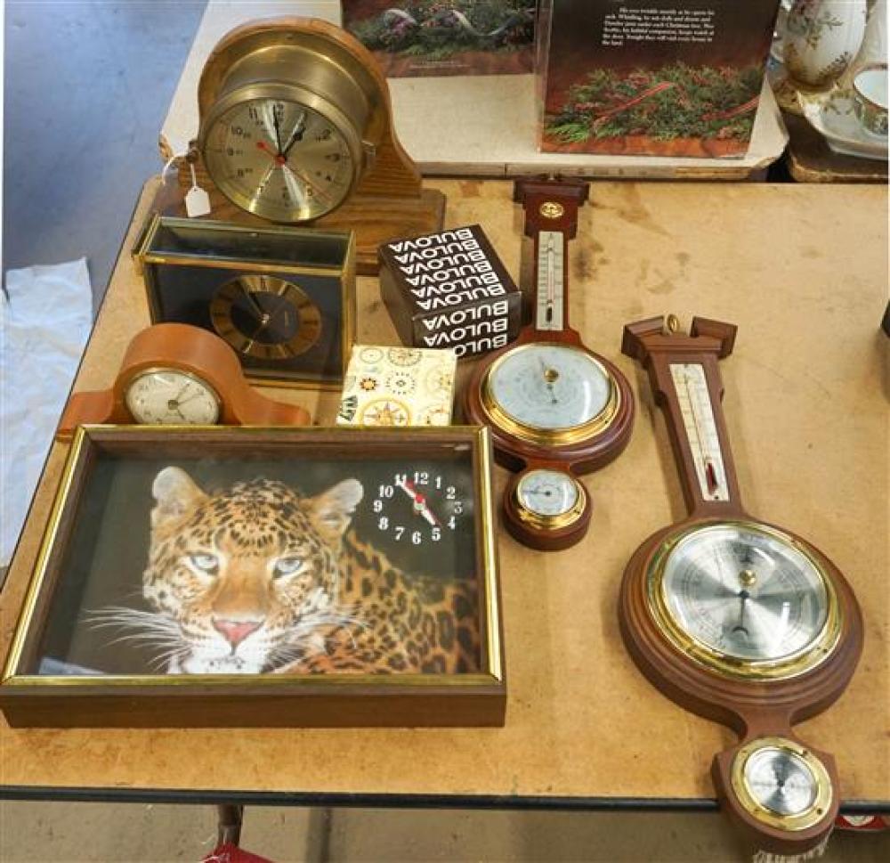 GROUP WITH CLOCKS AND TWO BAROMETERSGroup