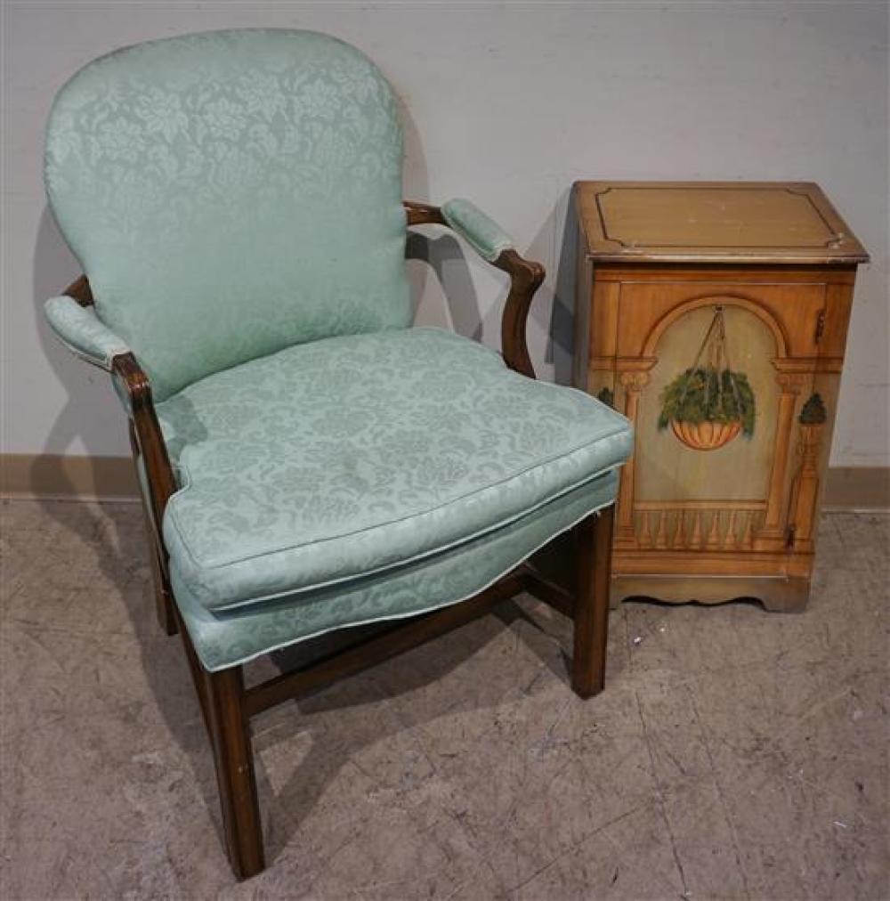 CHIPPENDALE STYLE ARMCHAIR AND SIDE