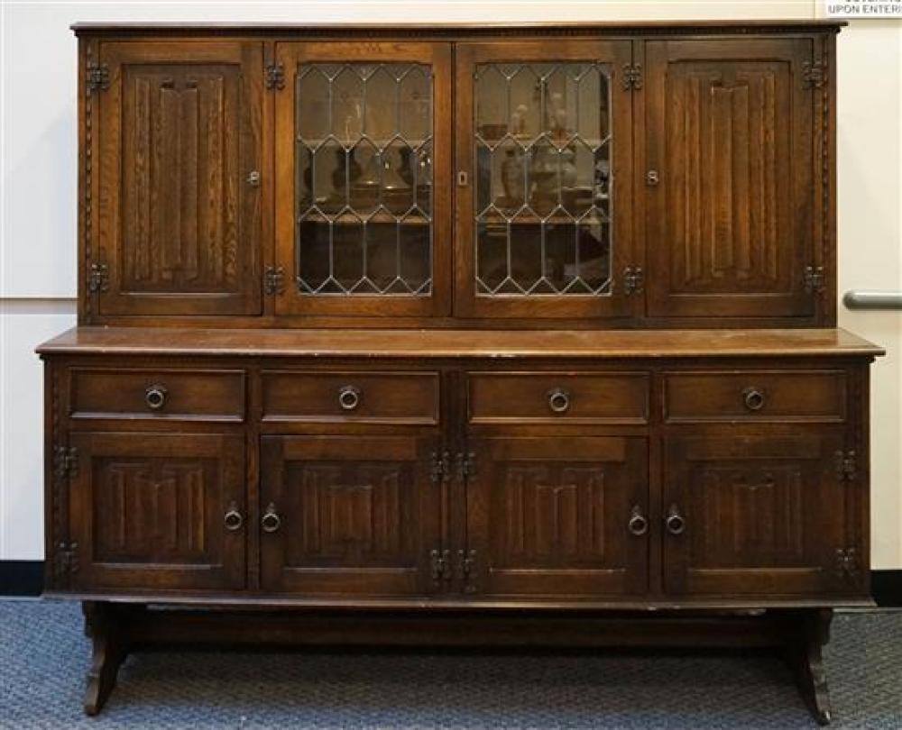 JACOBEAN STYLE OAK CHINA CABINET,