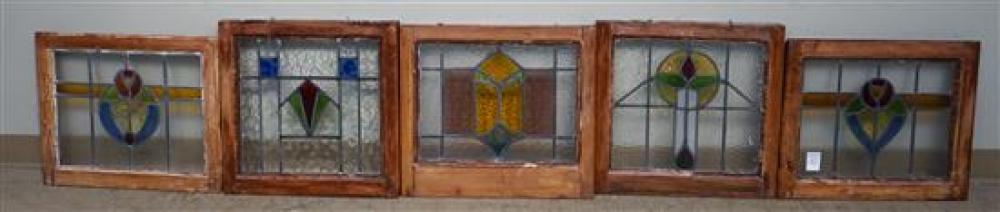 SET WITH FIVE LEADED GLASS PANELSSet