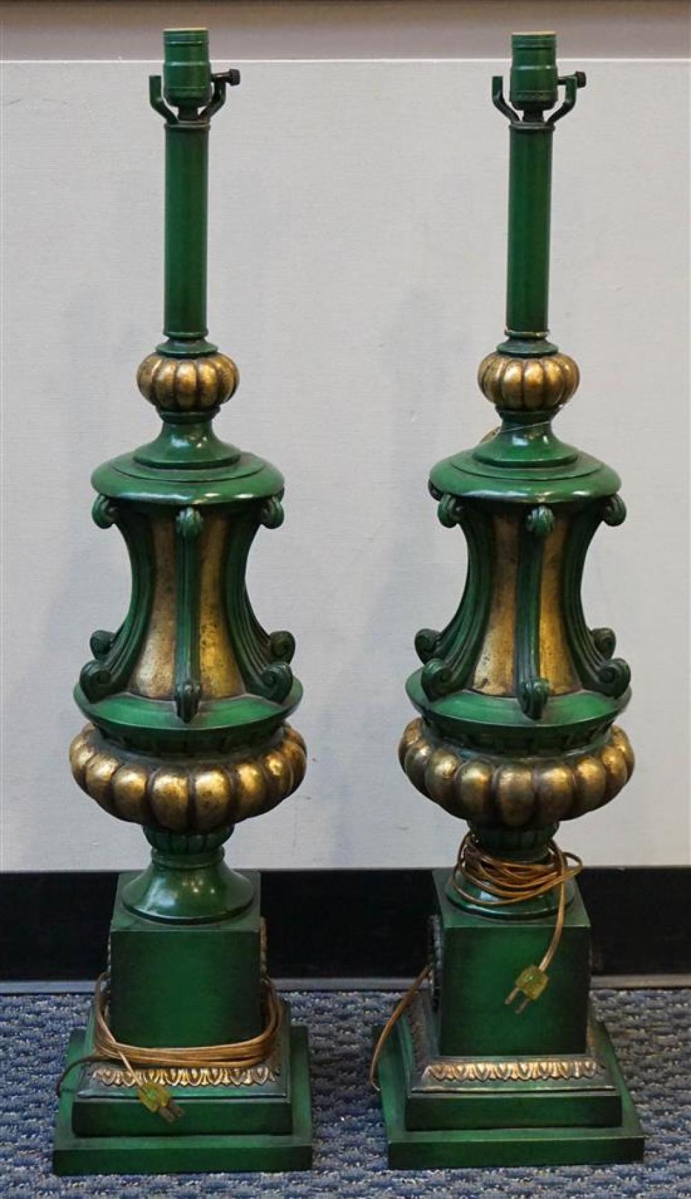 PAIR CLASSICAL STYLE GREEN GILT