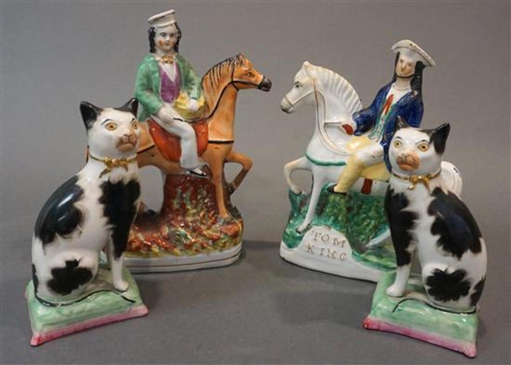 TWO STAFFORDSHIRE HORSE AND RIDERS AND