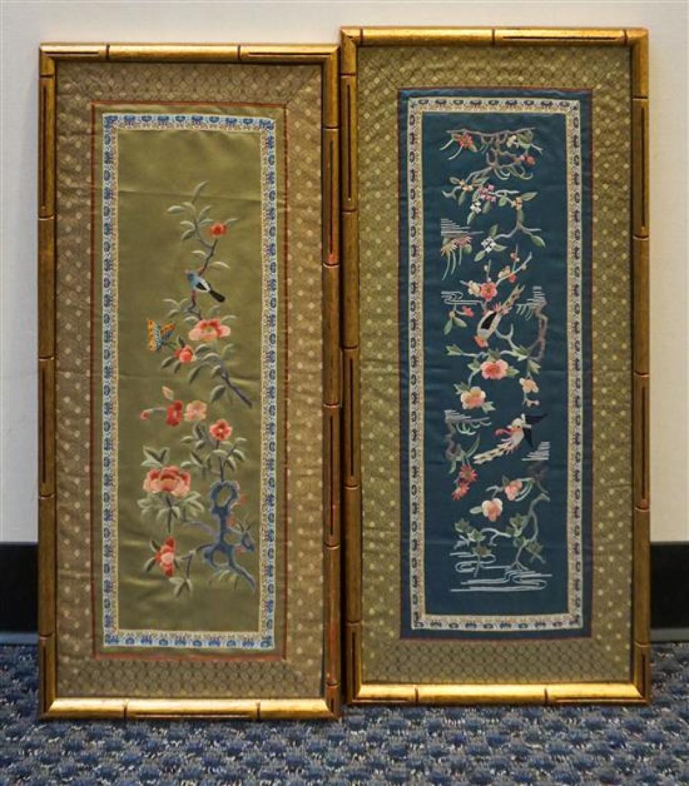 PAIR CHINESE FRAMED SILK EMBROIDERED 321ba3