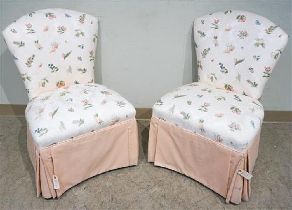 PAIR UPHOLSTERED SLIPPER CHAIRSPair