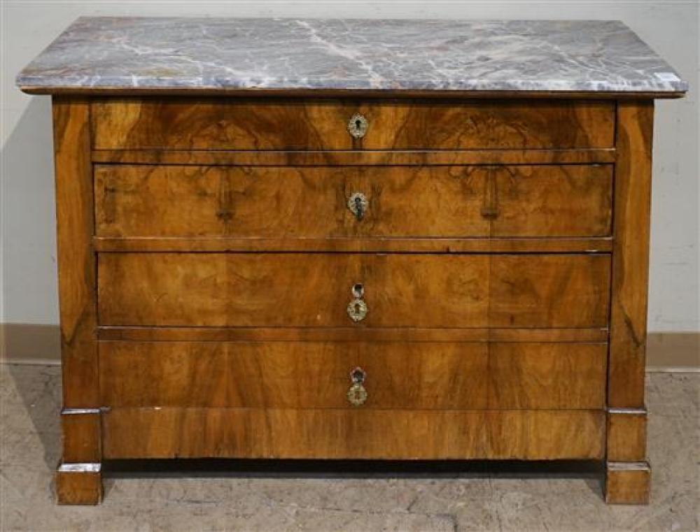 CONTINENTAL WALNUT MARBLE TOP COMMODE  321be5