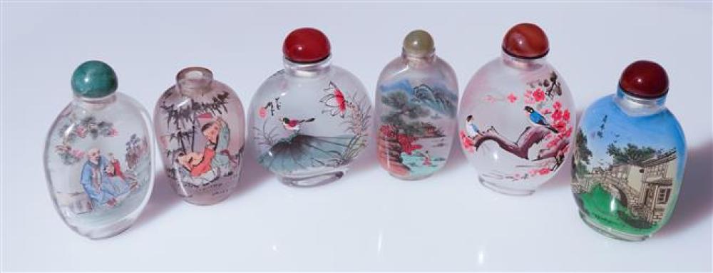 SIX CHINESE INTERIOR PAINTED GLASS