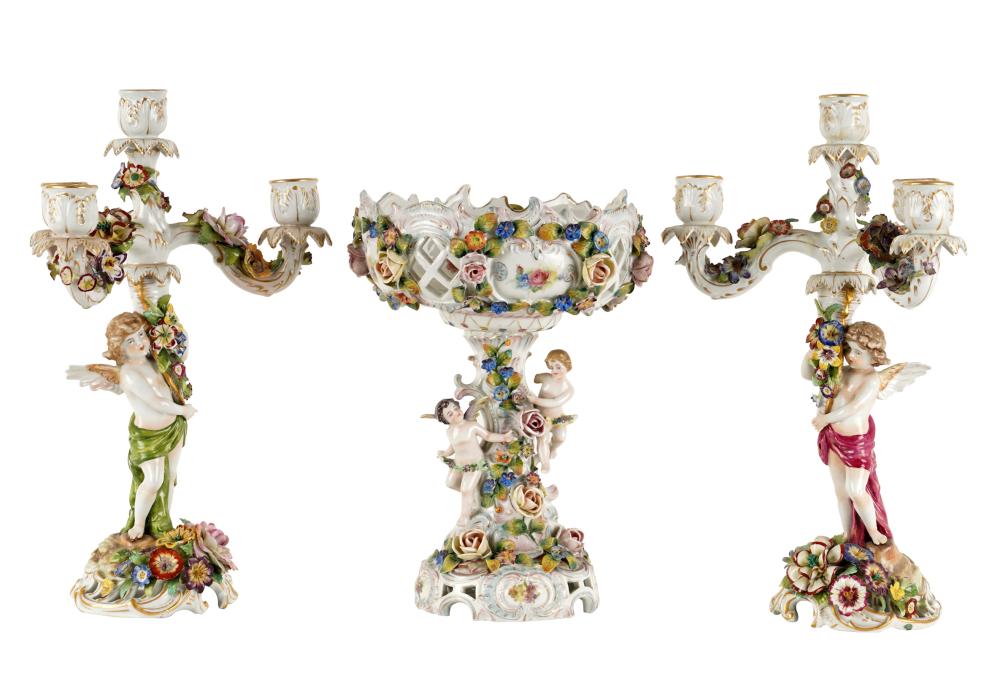 THREE-PIECE GERMAN PORCELAIN GARNITURE