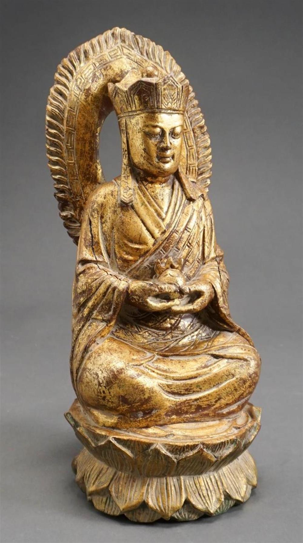 CHINESE GILTWOOD SEATED BUDDHA,