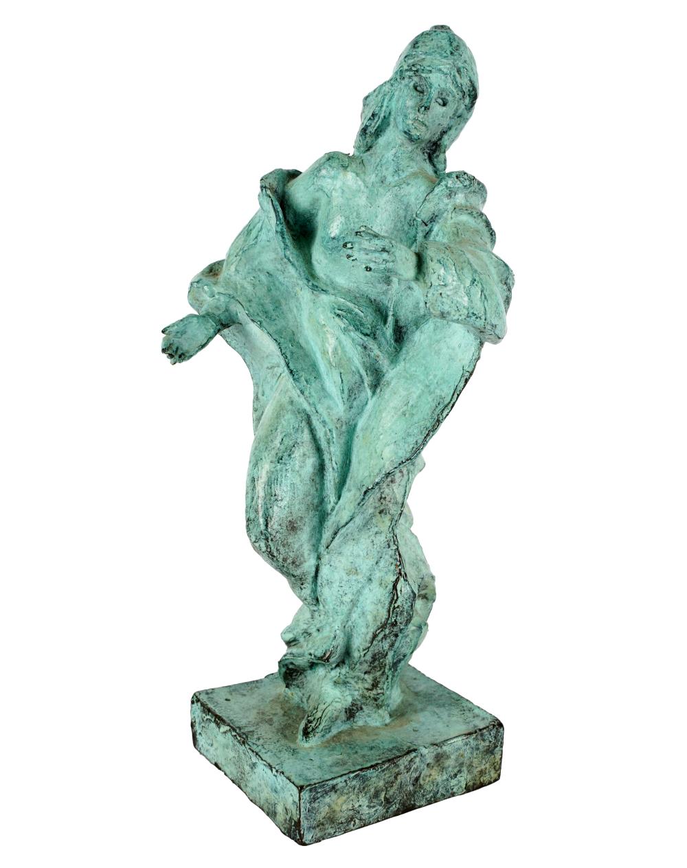 PATINATED BRONZE FIGURE OF A WOMANlate