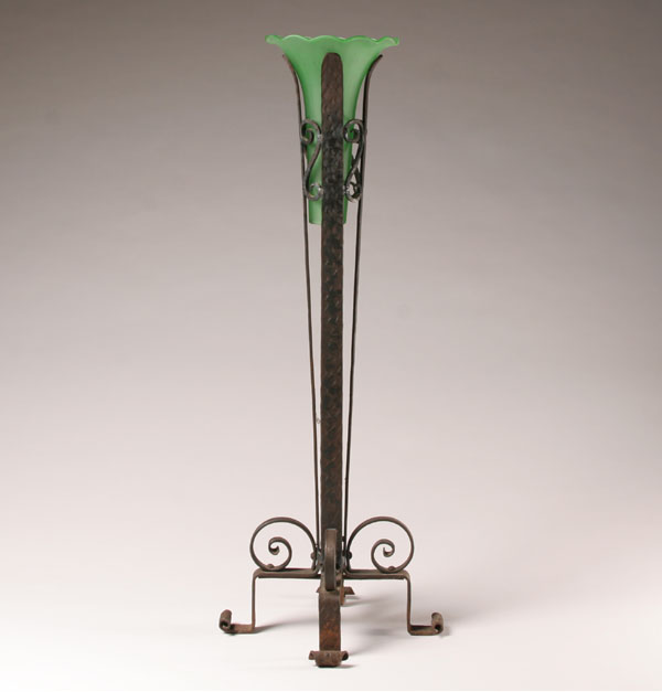 Arts and Crafts hammered iron stand;