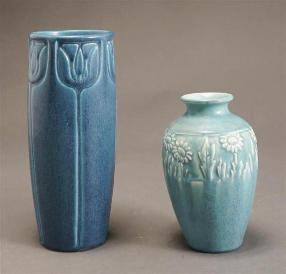 TWO ROOKWOOD POTTERY BLUE GLAZED 32442b