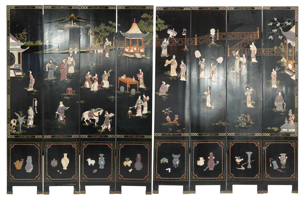 CHINESE BLACK LACQUER INLAID 32444a