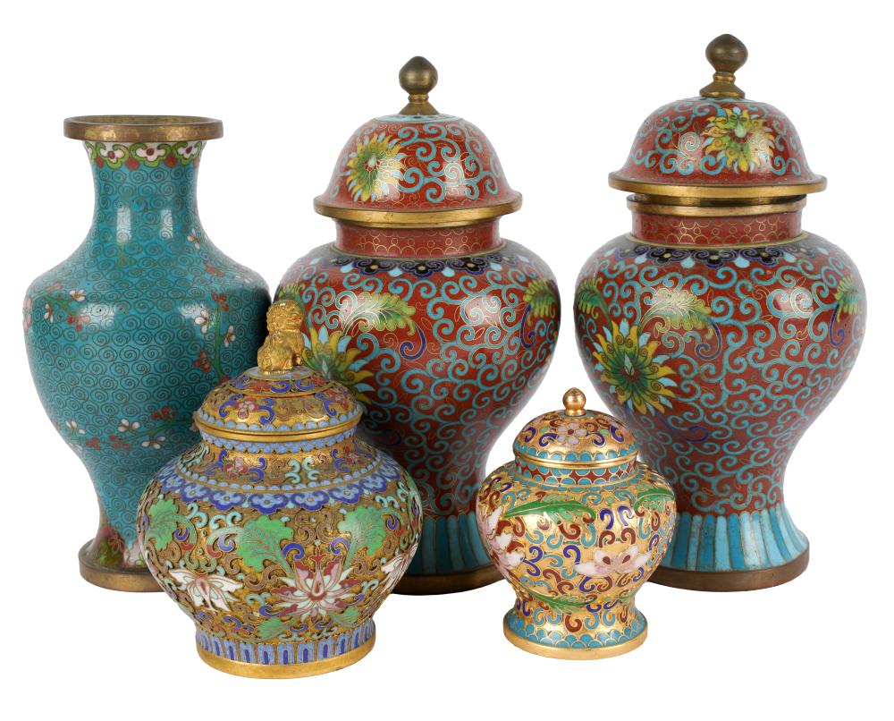 GROUP OF CHINESE CLOISONNE VASEScomprising