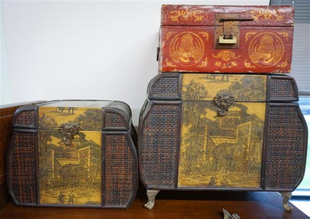 TWO CHINESE STORAGE BOXES AND A