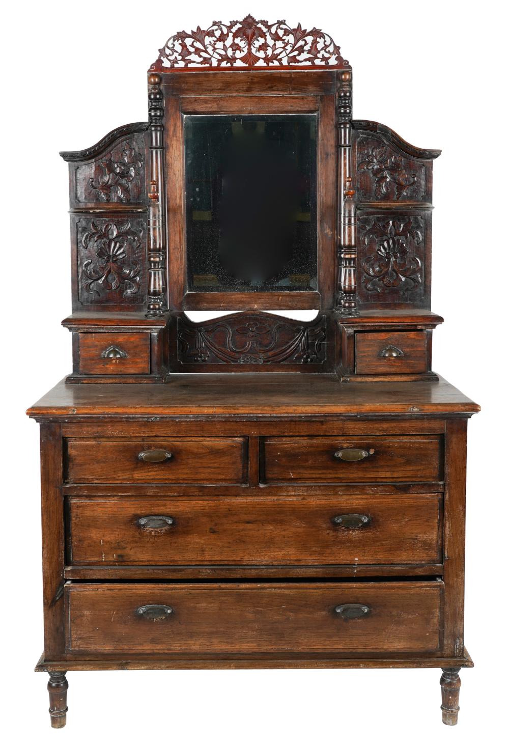 CARVED MIRRORED BACK DRESSER19th century;