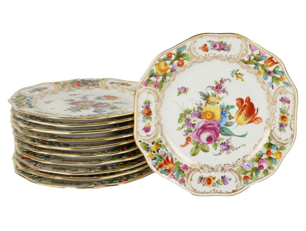 SET OF 11 DRESDEN PORCELAIN SALAD