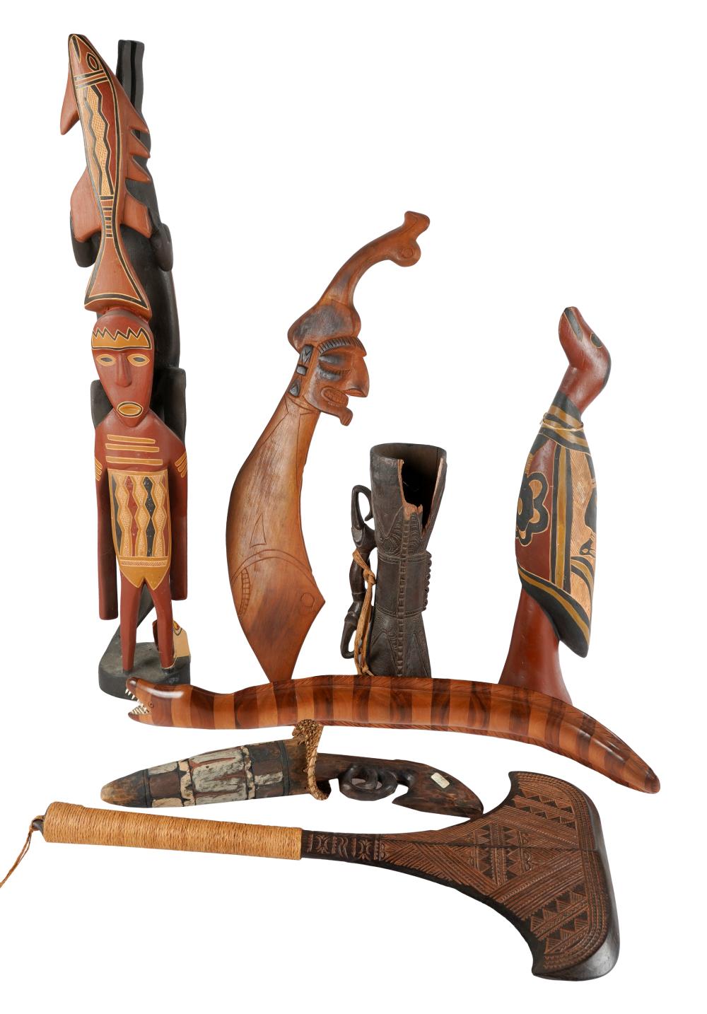 COLLECTION OF PRIMITIVE WOOD CARVINGScomprising 324573